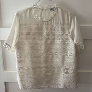 Vintage Lucy Avenue lace striped blouse size xl